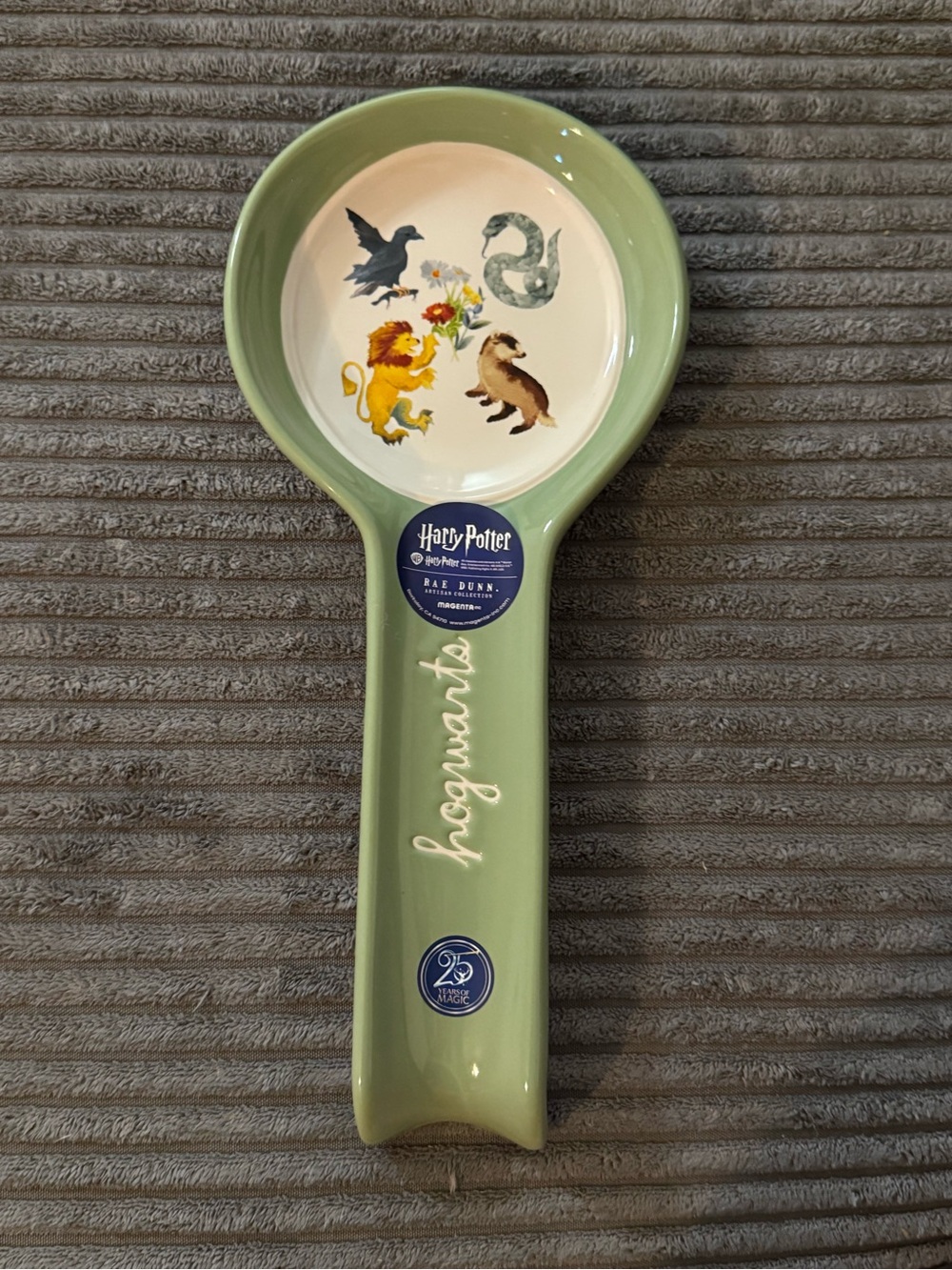 Rae Dunn x Harry Potter Pale Sage Green 'Hogwarts' Ceramic Spoon Rest NWT